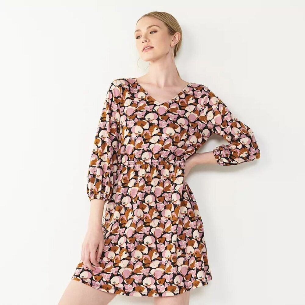 Nine West Cinched Waist Blouson Dress Brunch Casual Garden Party - Size M